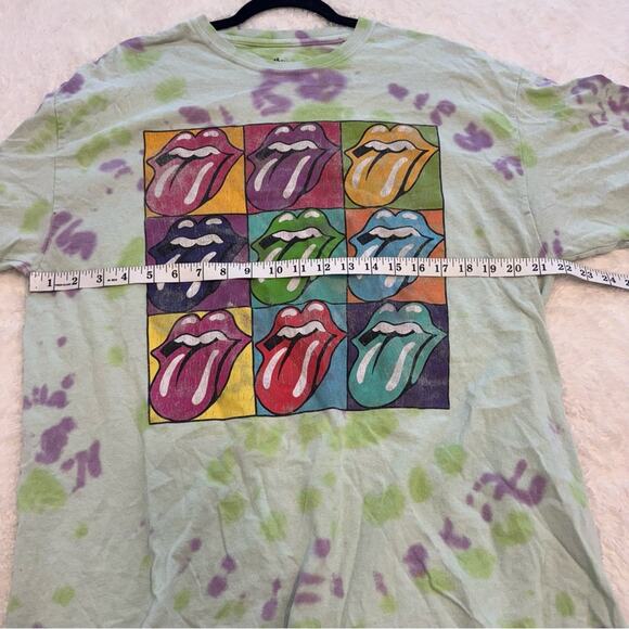 Rolling Stones Mick Jagger Mouth Tongue Green Tie Dye T Shirt Size L - Picture 4 of 6